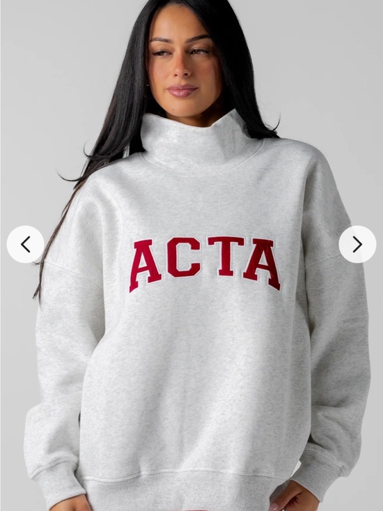 Acta Sweaters - Acta Essential Mock Neck Heather Gray & Firecracker 🧨 size L/XL